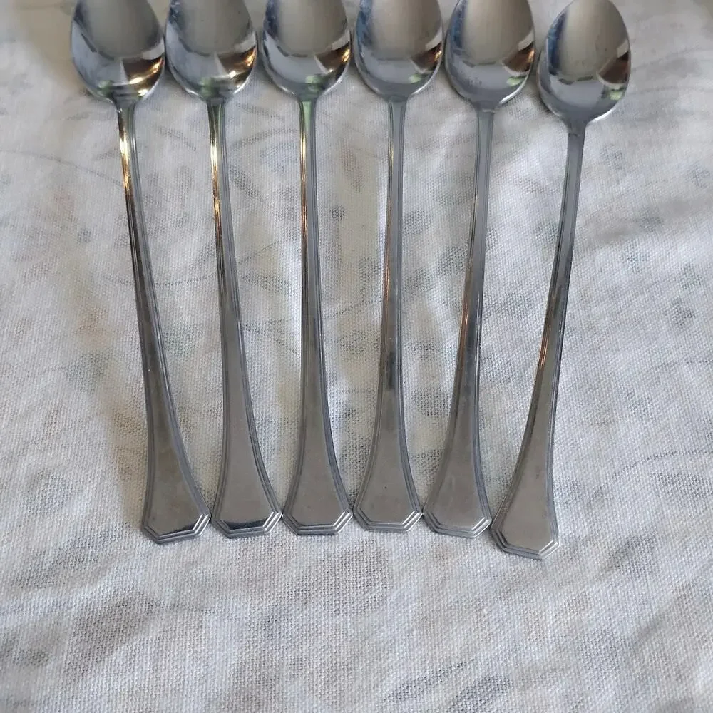 6 Michael Lloyd MLL10 Stainless Iced Tea Spoons Korea 7 5/8